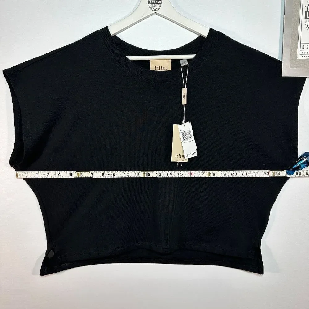 ELIE® TAHARI – SHORT-SLEEVE %100-PIMA TOP — SZ-L (NWT)